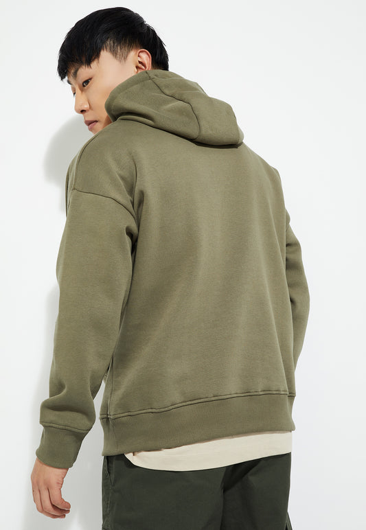 Ayke Men Knit Hooded Oversized Sweatshirt – Green – view 2