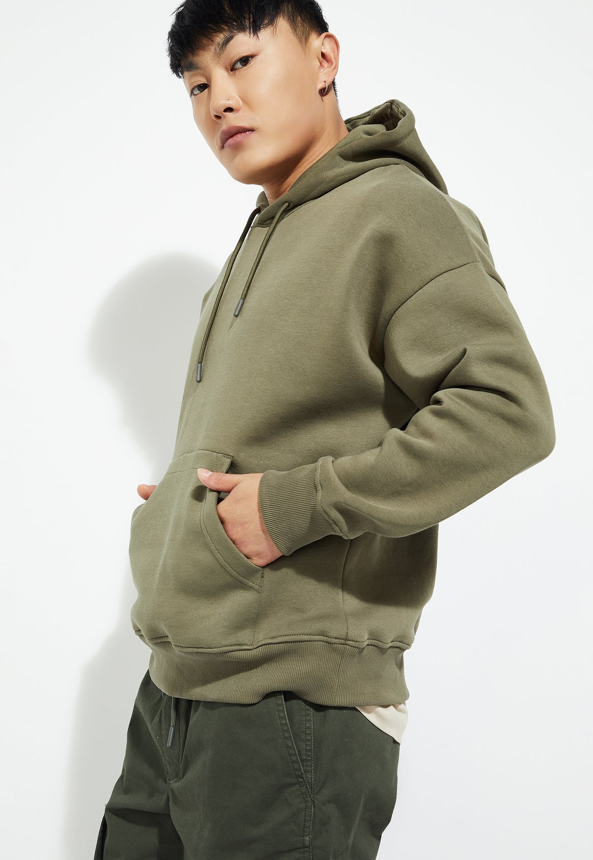 Ayke Men Knit Hooded Oversized Sweatshirt – Green – view 5