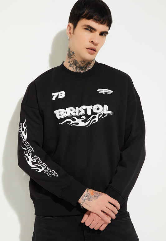 Ayke Men Printed Oversized Sweatshirt – Black – view 2