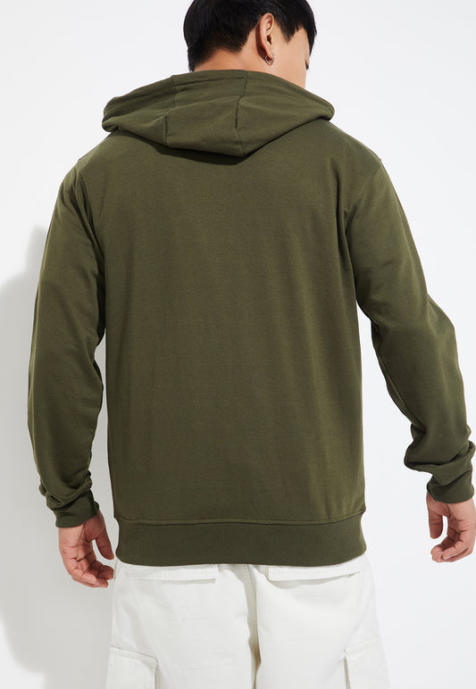 Ayke Men Solid Hooded Sweatshirt – Green – view 2