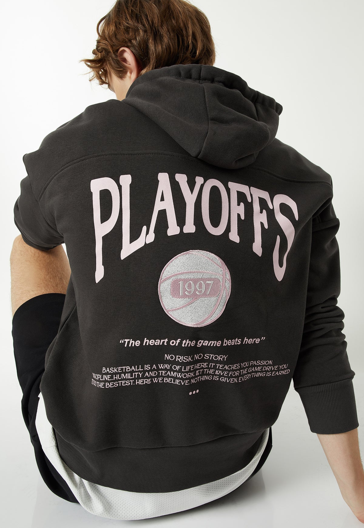 Ayke Men Back Print Hooded Athleisure Sweatshirt – Black – view 1