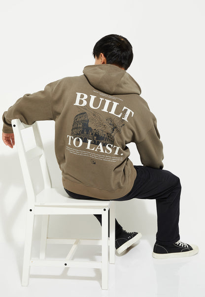 Ayke Men Back Print Oversized Sweatshirt – Beige – view 1