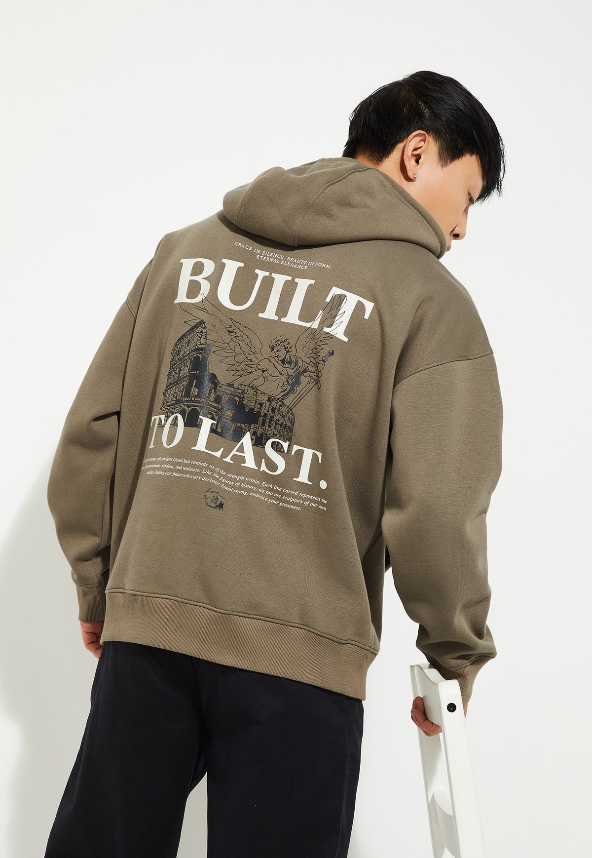 Ayke Men Back Print Oversized Sweatshirt – Beige – view 4