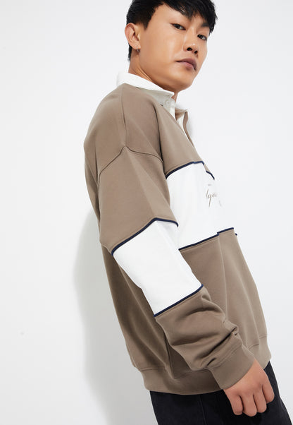 Ayke Men Colourblock Oversized Sweatshirt – Beige – view 3