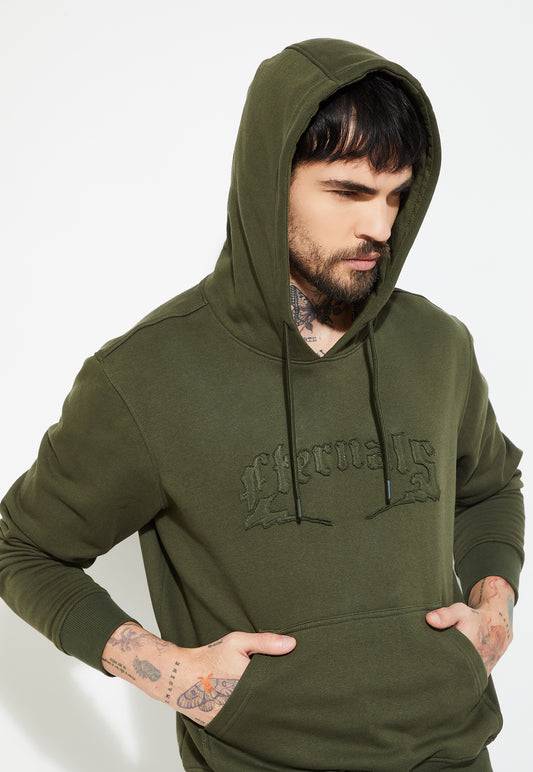 Ayke Men Embroidered Hooded Sweatshirt – Green – view 1