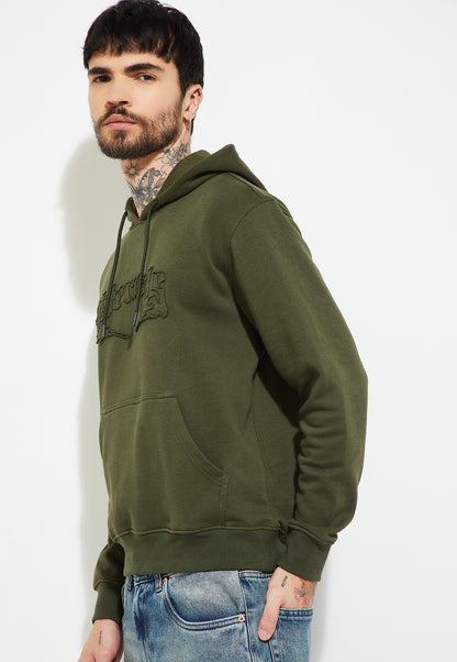 Ayke Men Embroidered Hooded Sweatshirt – Green – view 4