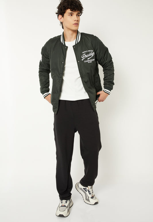 Ayke Men Embroidered Varsity Jacket – Green – view 2