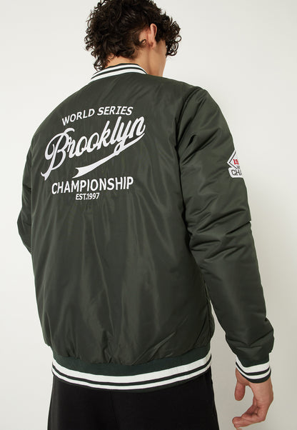 Ayke Men Embroidered Varsity Jacket – Green – view 3
