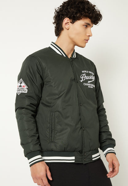 Ayke Men Embroidered Varsity Jacket – Green – view 4
