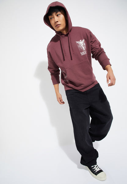 Ayke Men Graphic Back Print Oversized Sweatshirt – Red – view 3