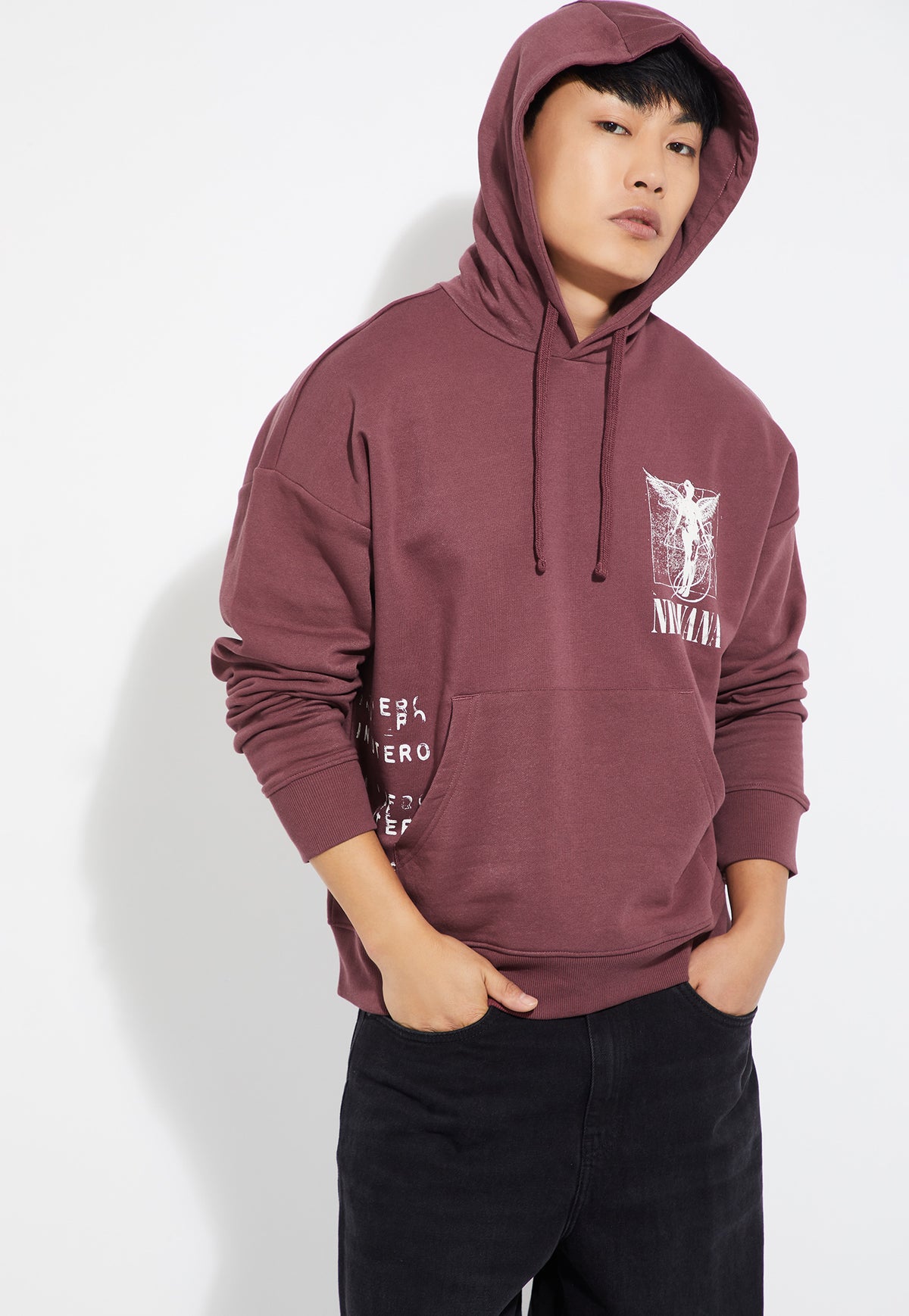 Ayke Men Graphic Back Print Oversized Sweatshirt – Red – view 4