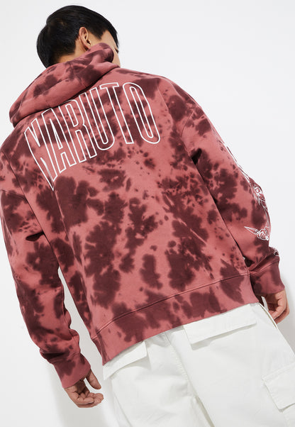 Ayke Men Graphic Tie & Dye Print Hooded Sweatshirt – Red – view 5