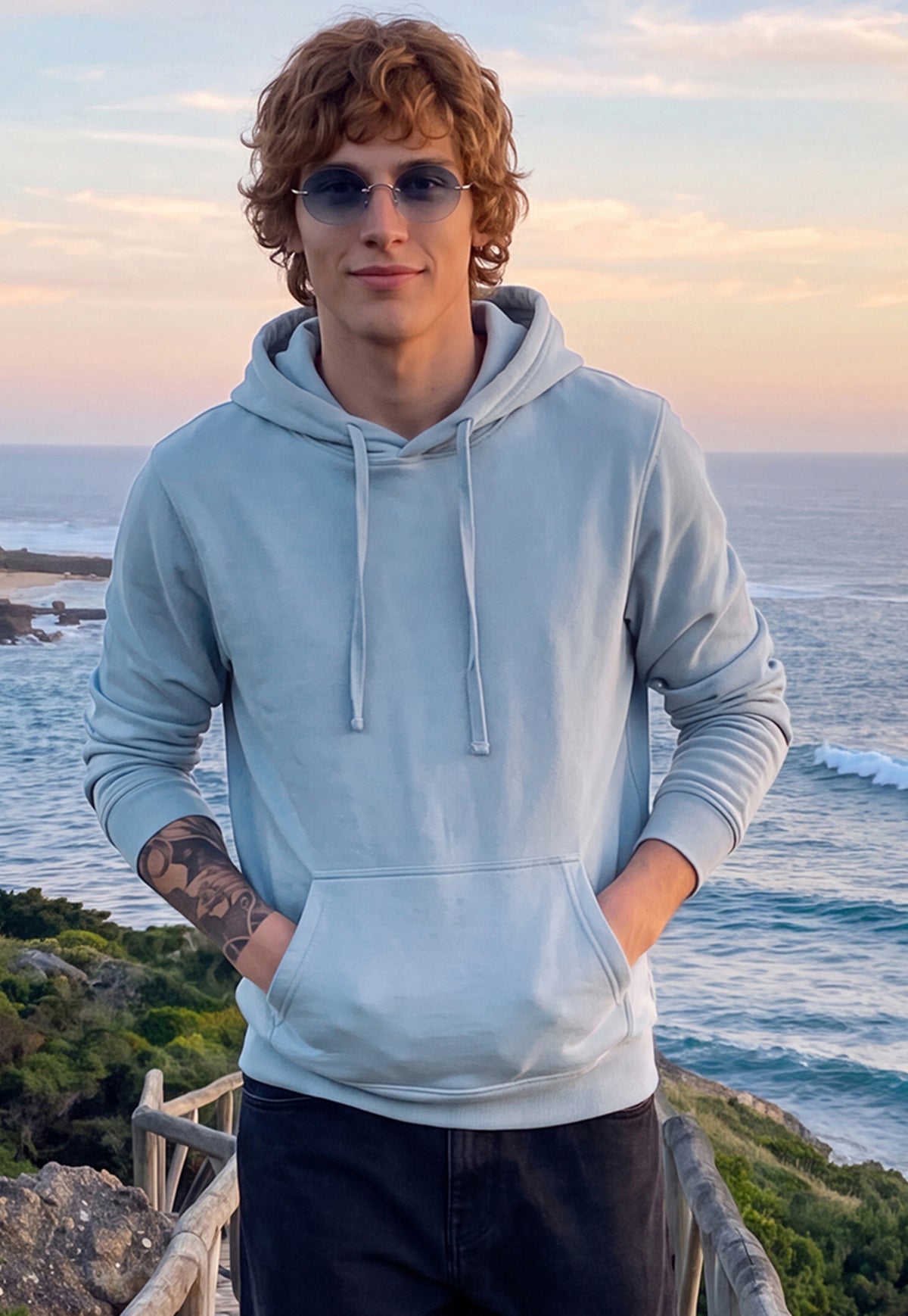 Ayke Men Hooded Sweatshirt – Blue – view 4