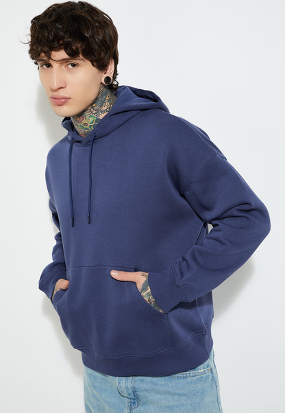 Ayke Men Knit Hooded Oversized Sweatshirt – Blue – view 1