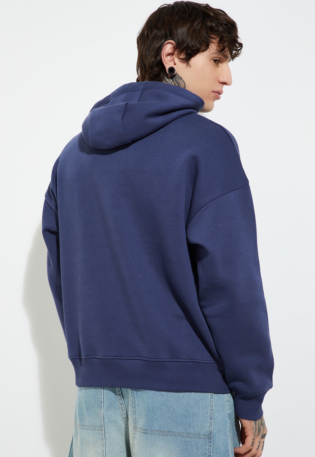 Ayke Men Knit Hooded Oversized Sweatshirt – Blue – view 2