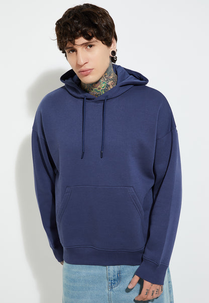 Ayke Men Knit Hooded Oversized Sweatshirt – Blue – view 3