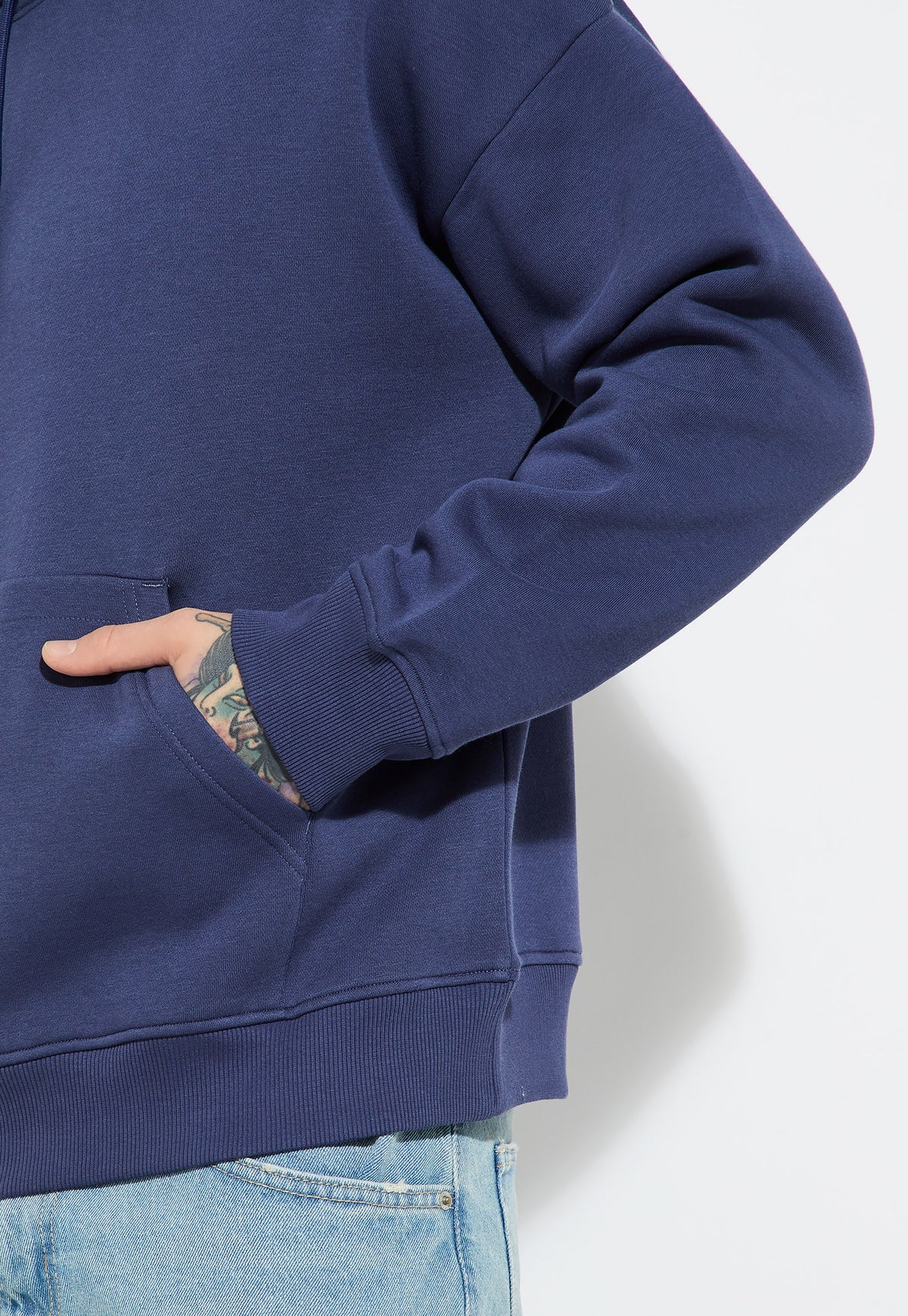 Ayke Men Knit Hooded Oversized Sweatshirt – Blue – view 4