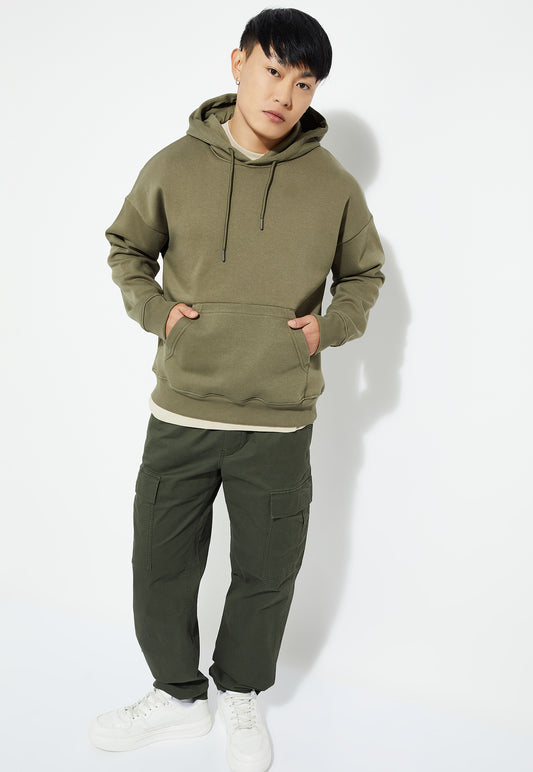 Ayke Men Knit Hooded Oversized Sweatshirt – Green – view 1