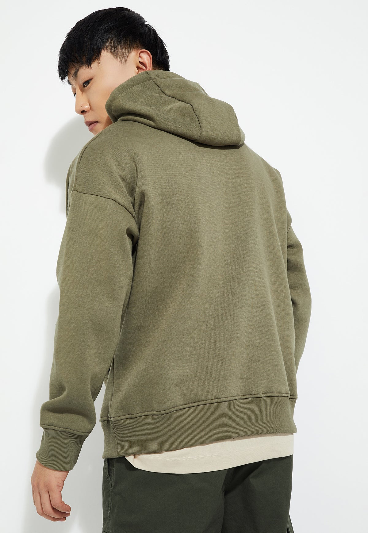 Ayke Men Knit Hooded Oversized Sweatshirt – Green – view 2