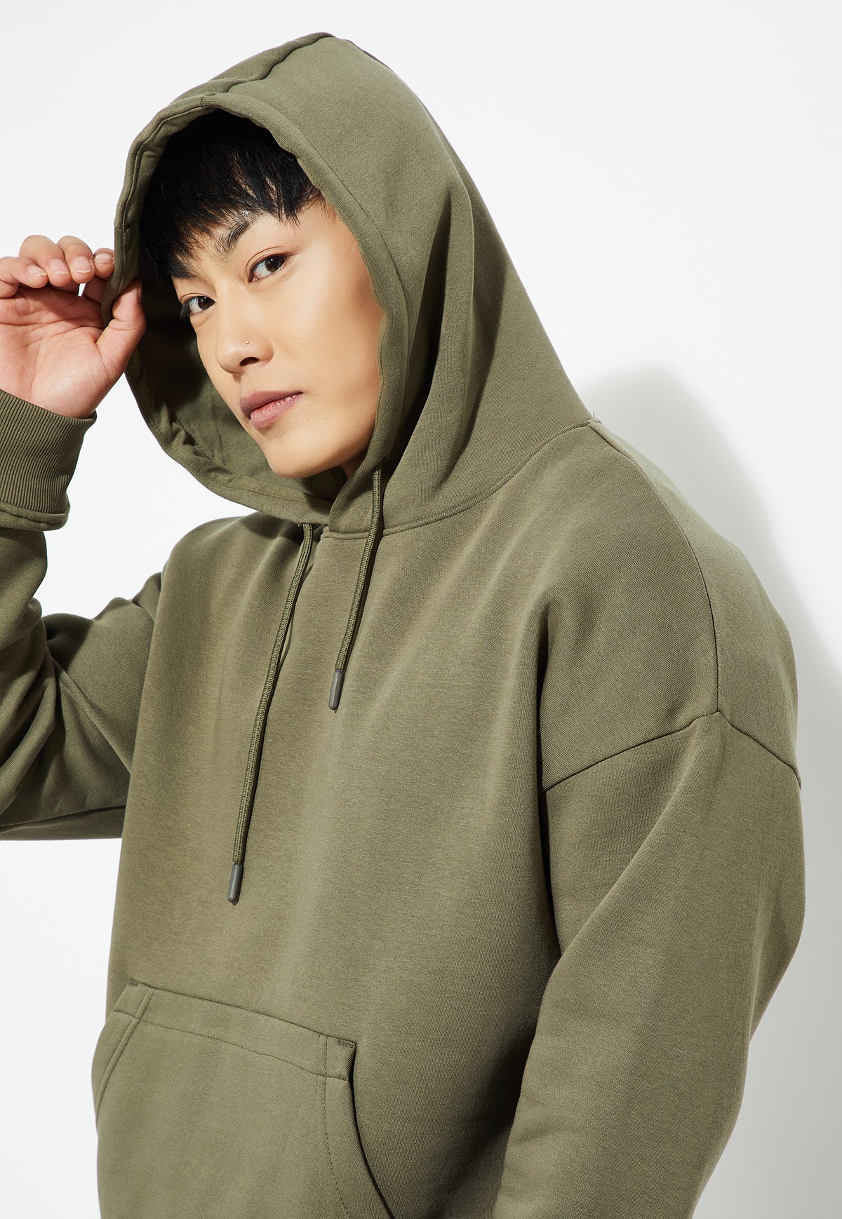 Ayke Men Knit Hooded Oversized Sweatshirt – Green – view 3