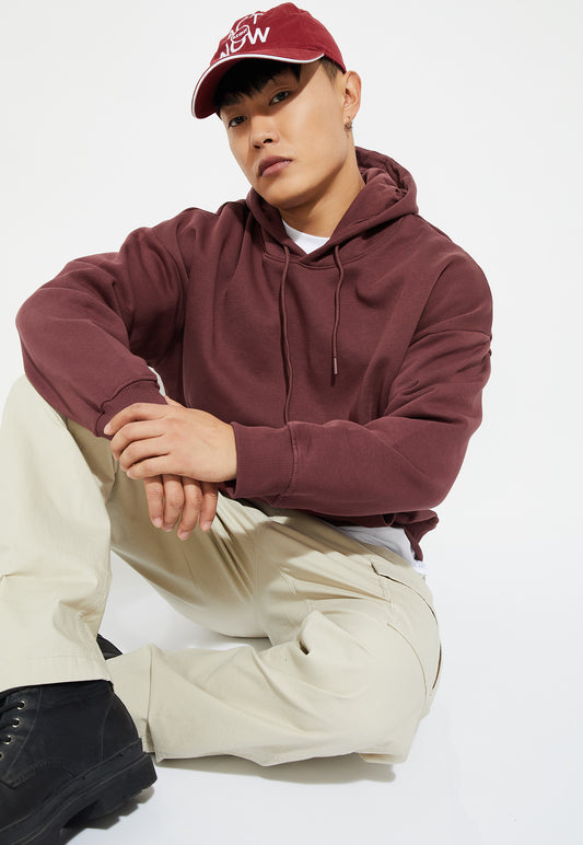 Ayke Men Knit Hooded Oversized Sweatshirt – Red – view 1