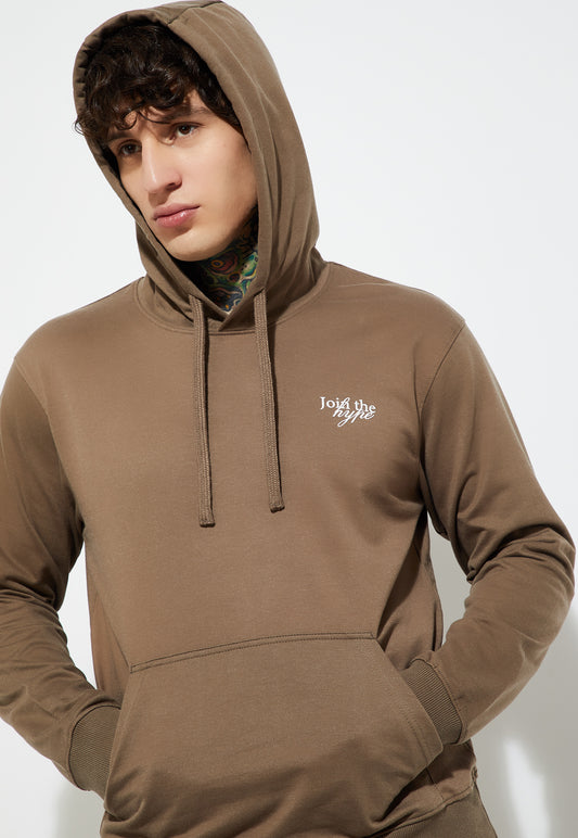 Ayke Men Knit Hooded Sweatshirt – Beige – view 1