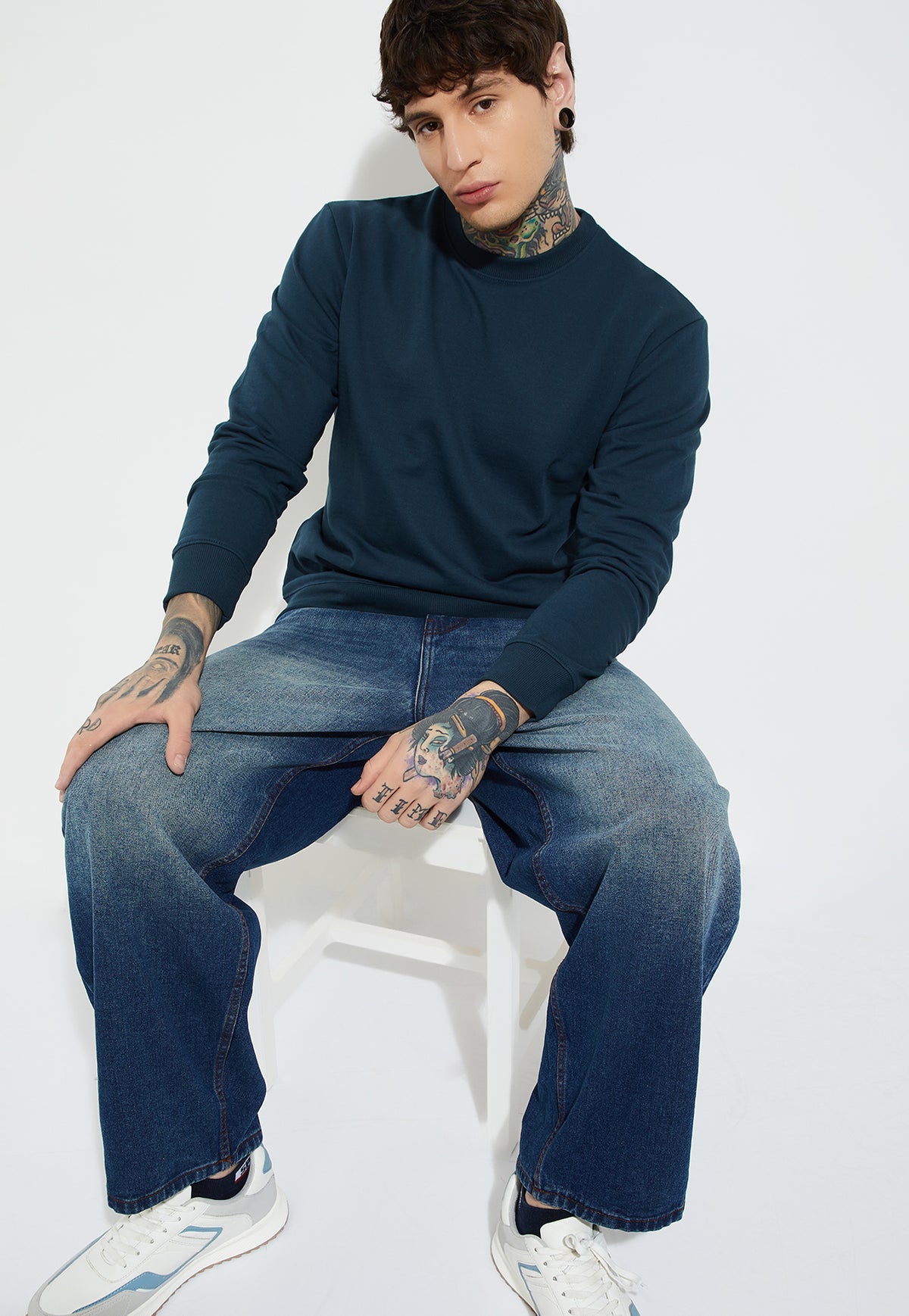 Ayke Men Knit Sweatshirt – Teal – view 3