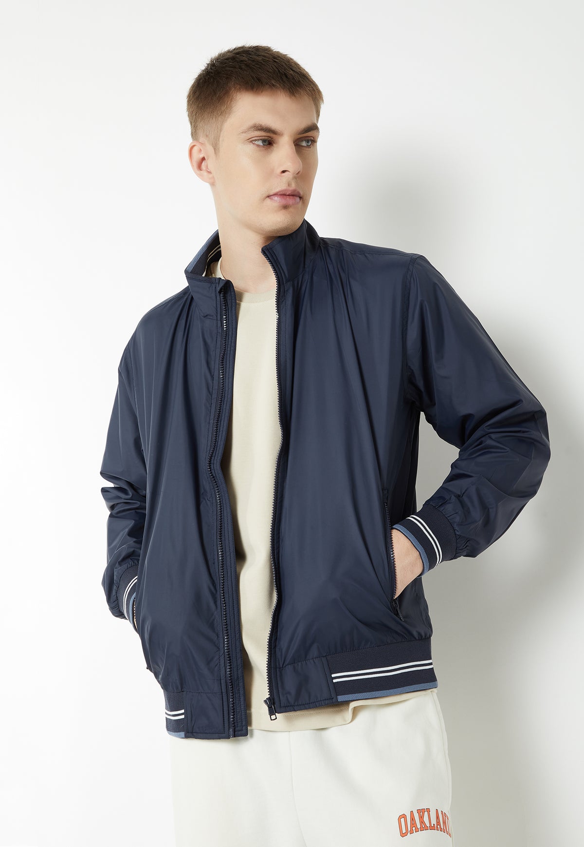 Ayke Men Lightweight Bomber Jacket – Navy – view 3