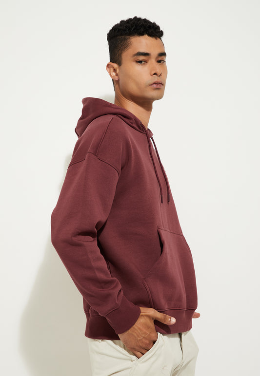 Ayke Men Oversized Back Print Hooded Sweatshirt – Red – view 2