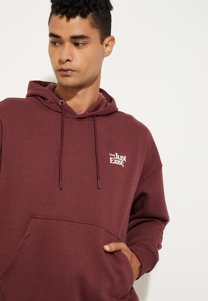 Ayke Men Oversized Back Print Hooded Sweatshirt – Red – view 4