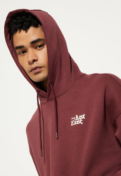 Ayke Men Oversized Back Print Hooded Sweatshirt – Red – view 5