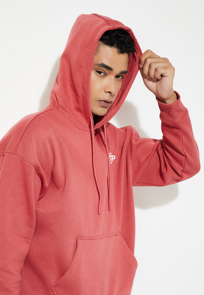 Ayke Men Printed Hooded Oversized Sweatshirt – Red – view 1