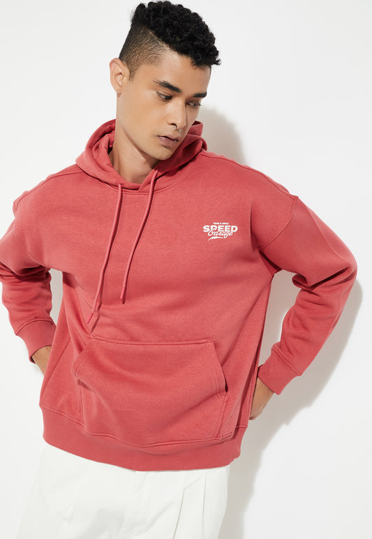 Ayke Men Printed Hooded Oversized Sweatshirt – Red – view 2