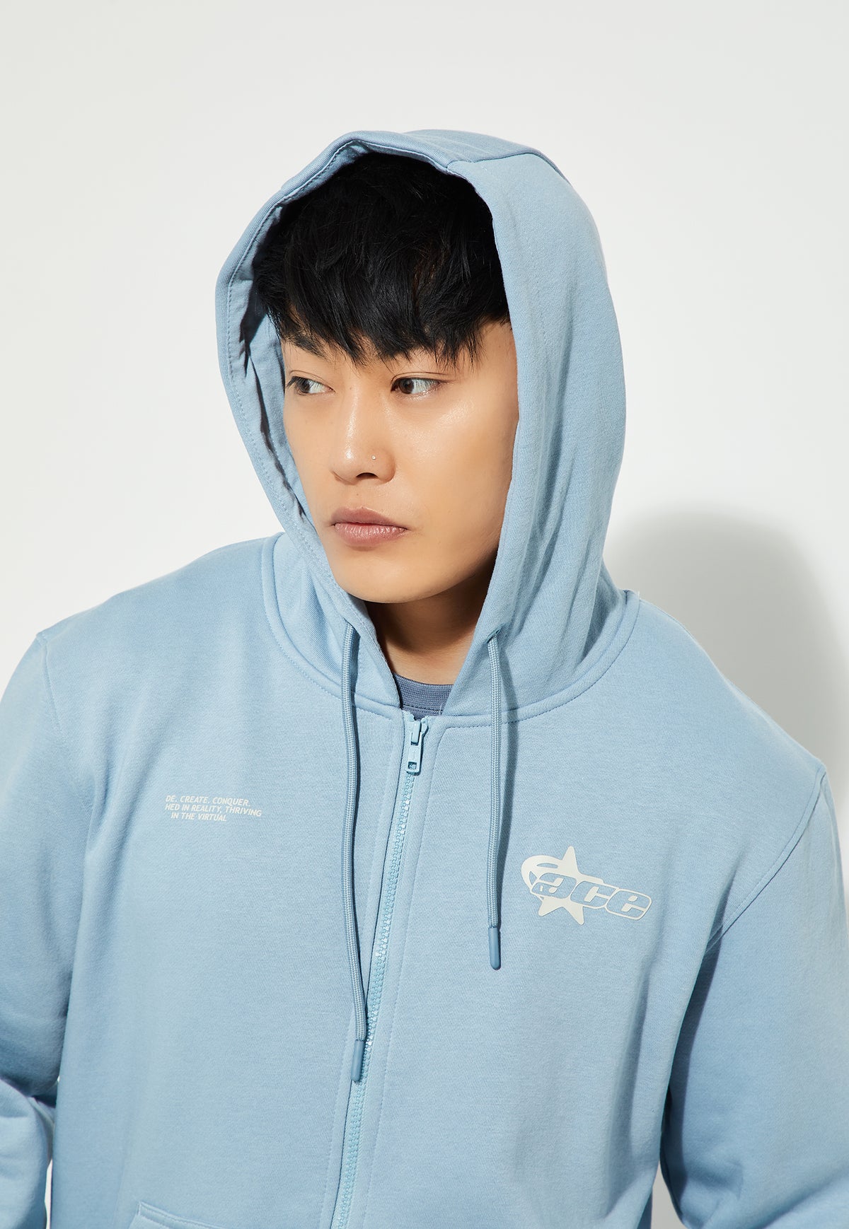 Ayke Men Printed Hooded Sweatshirt – Blue – view 1