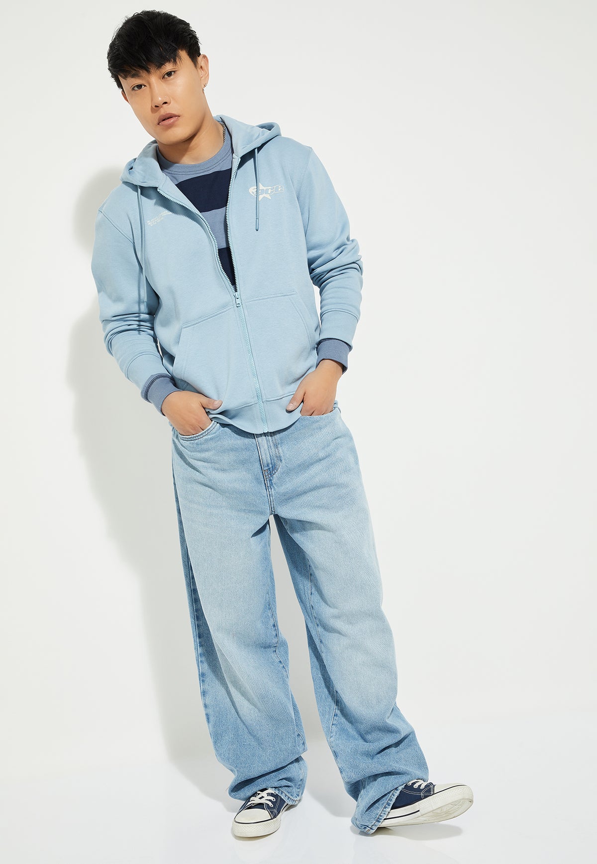 Ayke Men Printed Hooded Sweatshirt – Blue – view 3