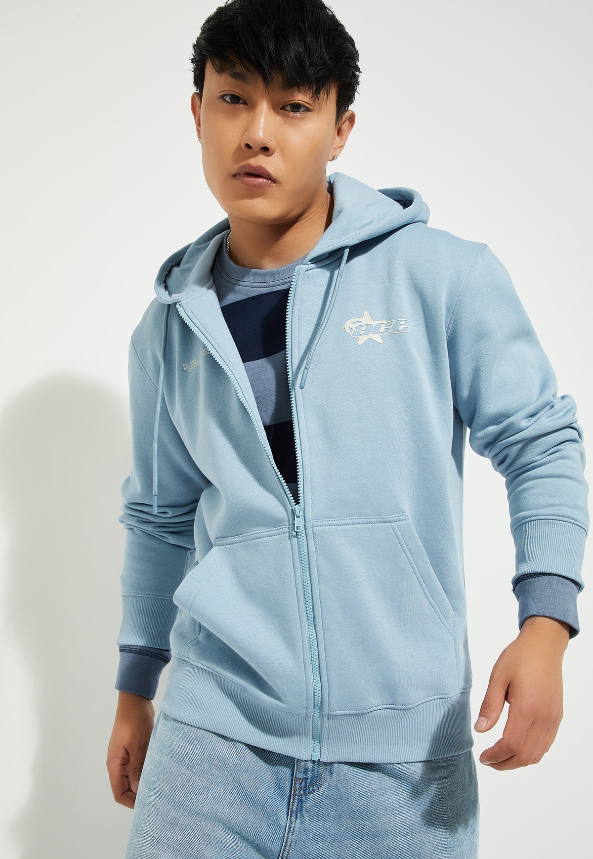 Ayke Men Printed Hooded Sweatshirt – Blue – view 4
