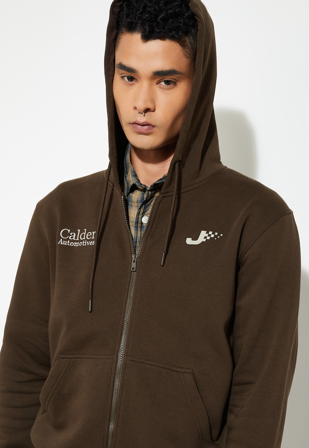 Ayke Men Printed Hooded Sweatshirt – Brown – view 1