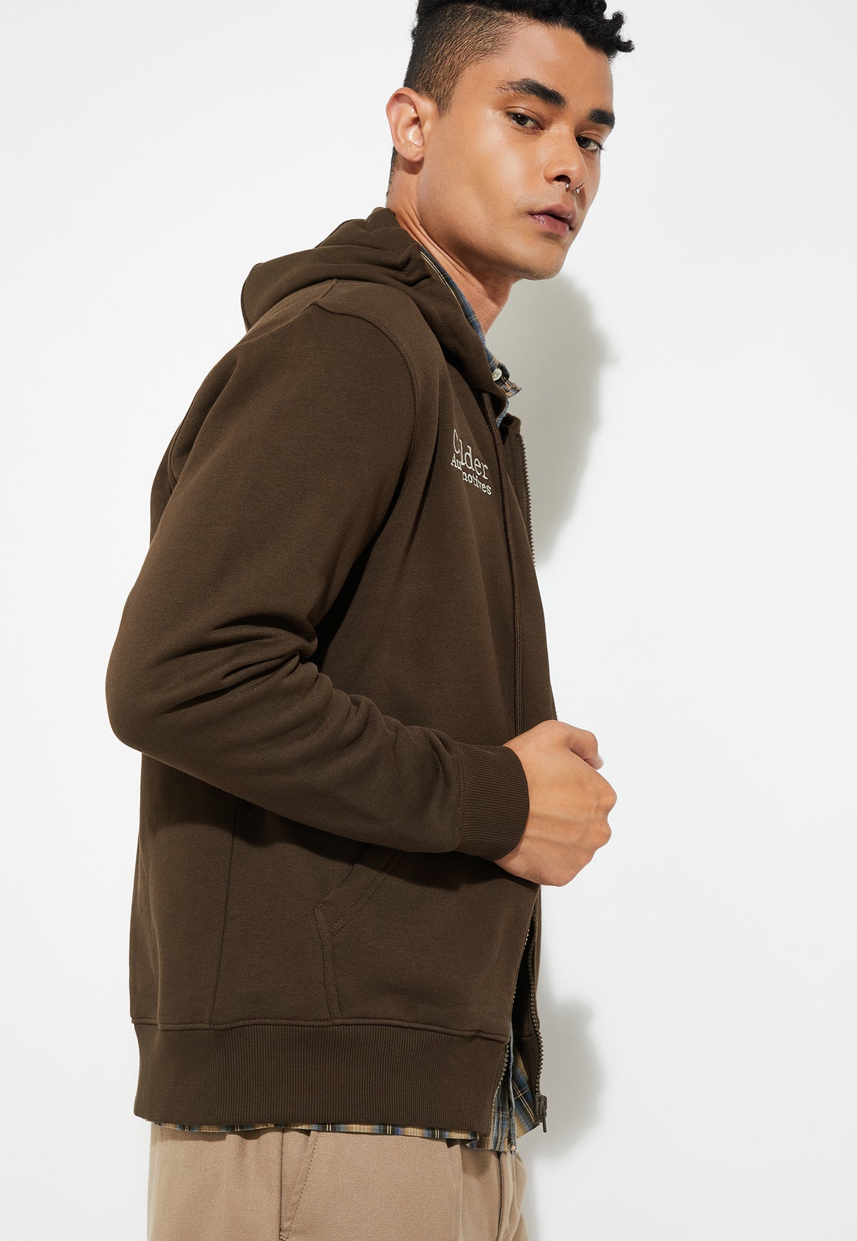 Ayke Men Printed Hooded Sweatshirt – Brown – view 3