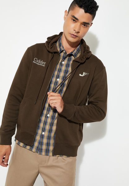 Ayke Men Printed Hooded Sweatshirt – Brown – view 4