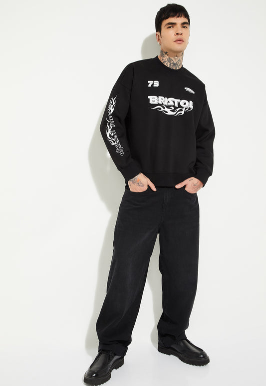Ayke Men Printed Oversized Sweatshirt – Black – view 1