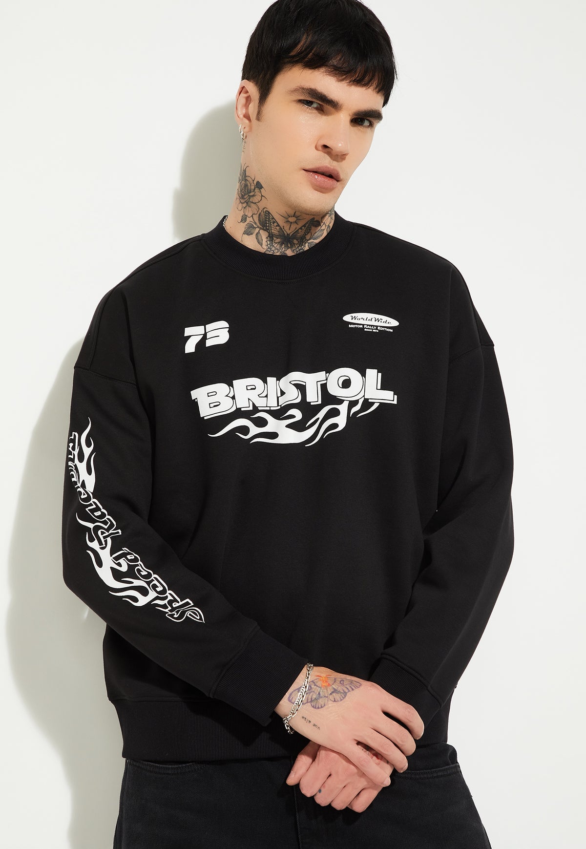Ayke Men Printed Oversized Sweatshirt – Black – view 2