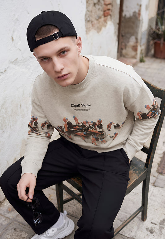Ayke Men Printed Sweatshirt – Beige – view 1