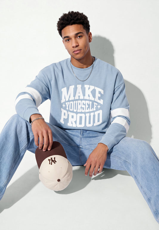 Ayke Men Printed Sweatshirt – Blue – view 1