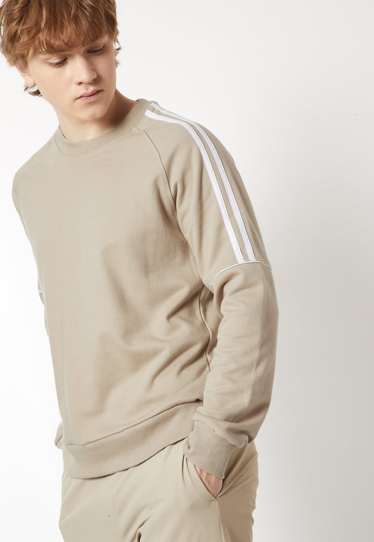 Ayke Men Side Striped Sweatshirt – Beige – view 2