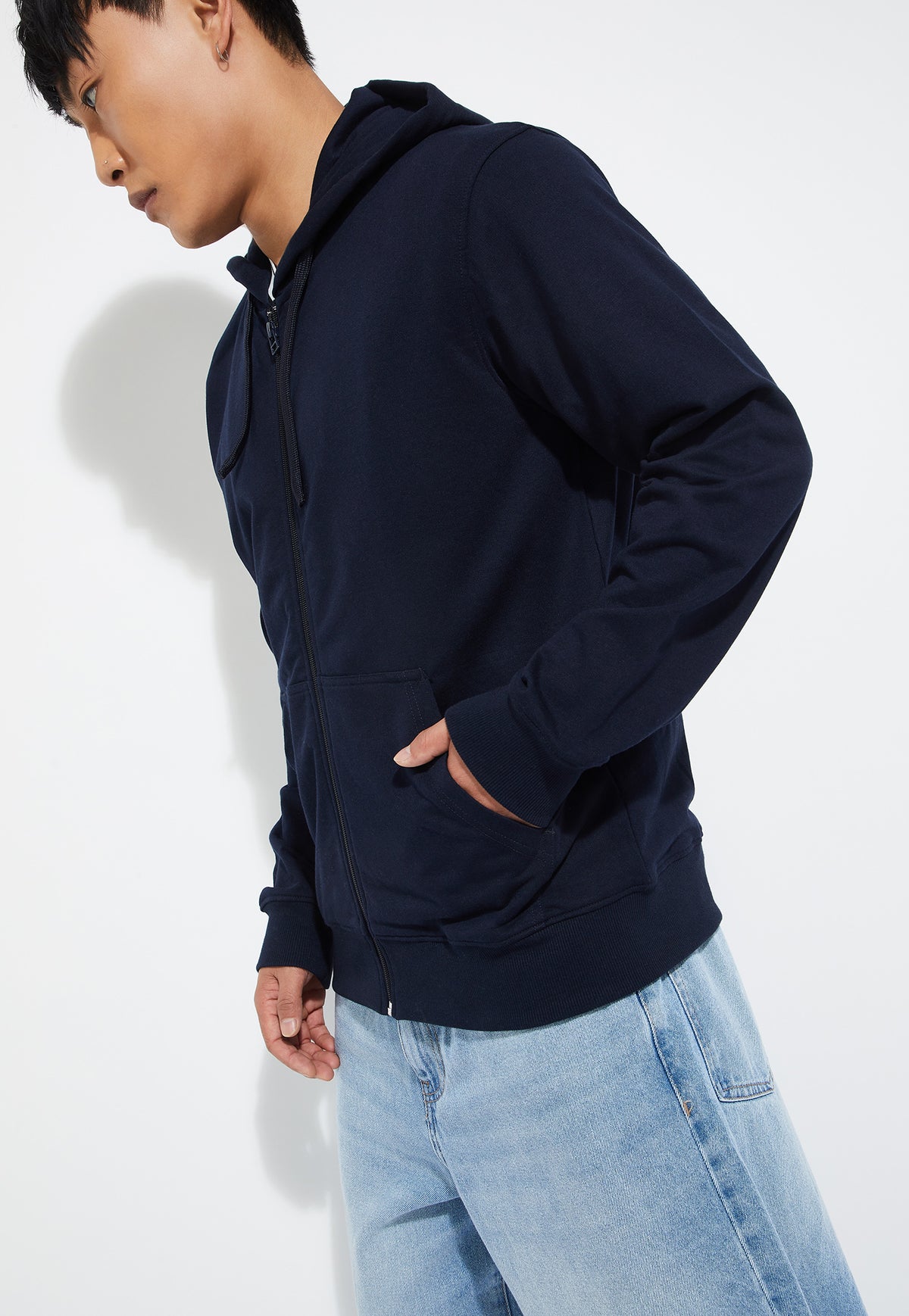 Ayke Men Solid Hooded Sweatshirt – Blue – view 2