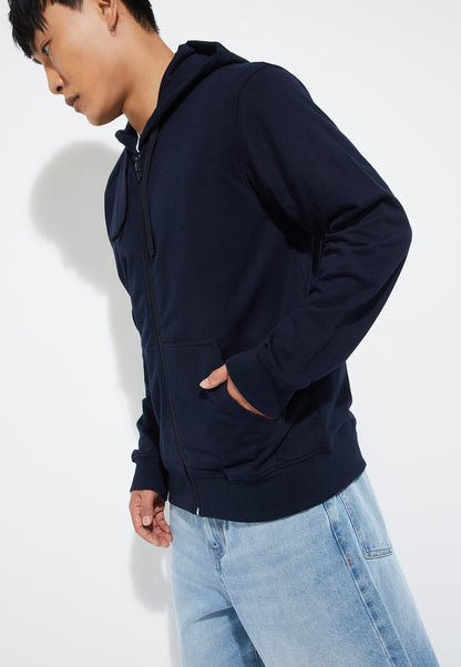 Ayke Men Solid Hooded Sweatshirt – Blue – view 2