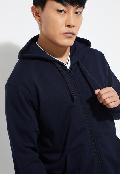 Ayke Men Solid Hooded Sweatshirt – Blue – view 3