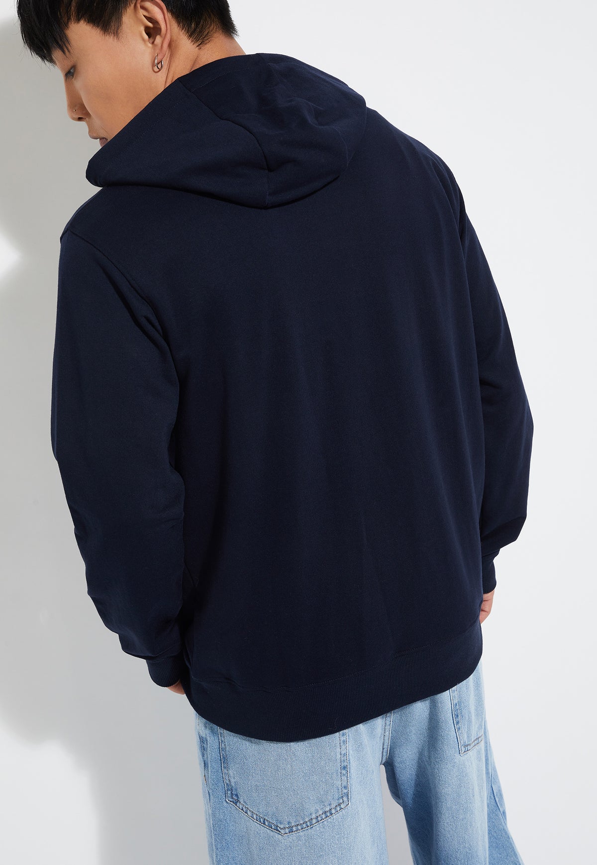 Ayke Men Solid Hooded Sweatshirt – Blue – view 4