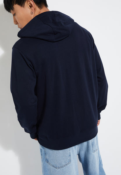 Ayke Men Solid Hooded Sweatshirt – Blue – view 4