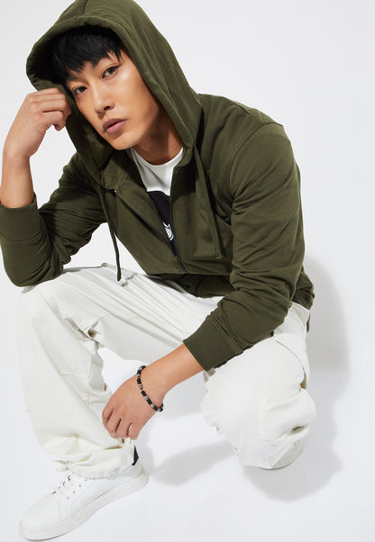 Ayke Men Solid Hooded Sweatshirt – Green – view 1